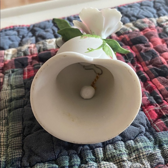 Floral Hummingbird Porcelain Bell  - White and Green - Picture 3 of 4